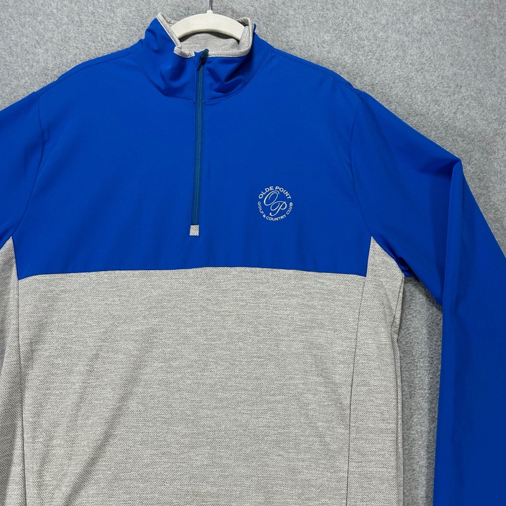 Old Pointe Country Club 1/4 Zip Pullover Mens M Blue Grey Spandex Golf